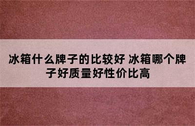 冰箱什么牌子的比较好 冰箱哪个牌子好质量好性价比高